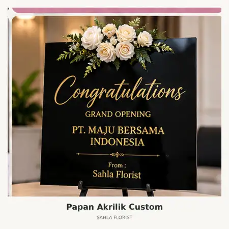 Papan Bunga Akrilik Buton Tengah